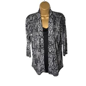 White Stag Draped Cardigan Lightweight Stretch Snake Print M